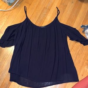 Navy Cold Shoulder Top